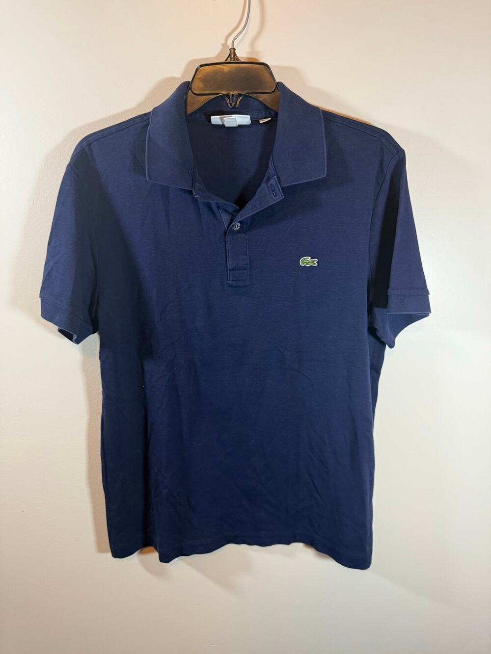 Men’s L Navy Lacoste Preppy Business Casual Church Casual Normcore Polo Shirt